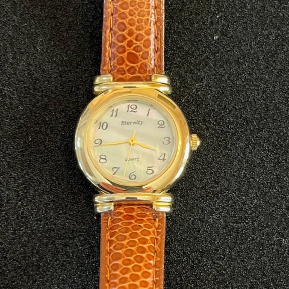 ETERNITY | Vintage Watch Brown Lizard Print band-NEW Battery-EUC